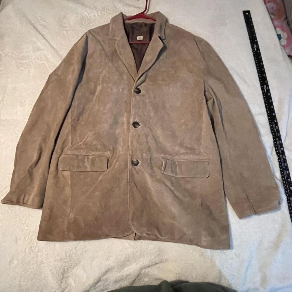Pendleton Blazer Mens XL Beige Suede Lined Pea Coat Double-Breasted Pockets